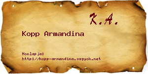 Kopp Armandina névjegykártya